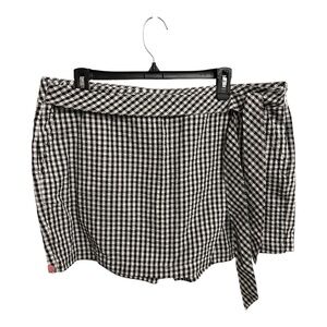 Vineyard Vines Women Gingham Black White Wrap Skirt Skort Size 16